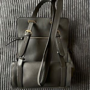 Olive green leather zara bag